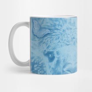 Ghostly alpaca with butterflies in snorkel blue Mug